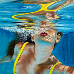 Women swimming painting